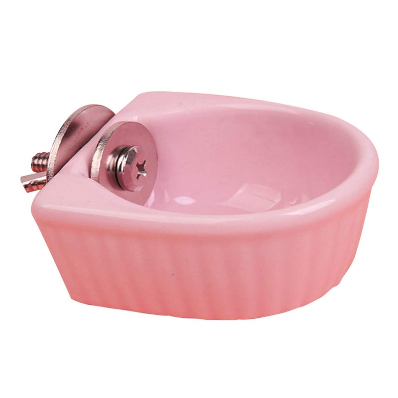 CHUQIANTONG Small Animals Bowl, Detachable Cage Feeder Pet Ceramic Water & Food Feeder, Small Animal Supplies for Rabbit Parrot Squirrels Chinchilla Hamster Ferret (Pink, M) - Image 1